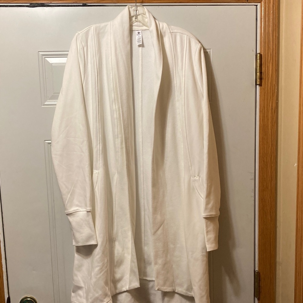 90 Degrees Elegant White Open Front Jacket XL